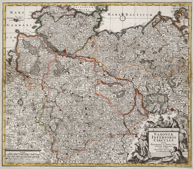 Saxioniae, Noord Duitsland, 1730 Seutter
